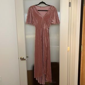 Ribbed Velvet Wrap Dress